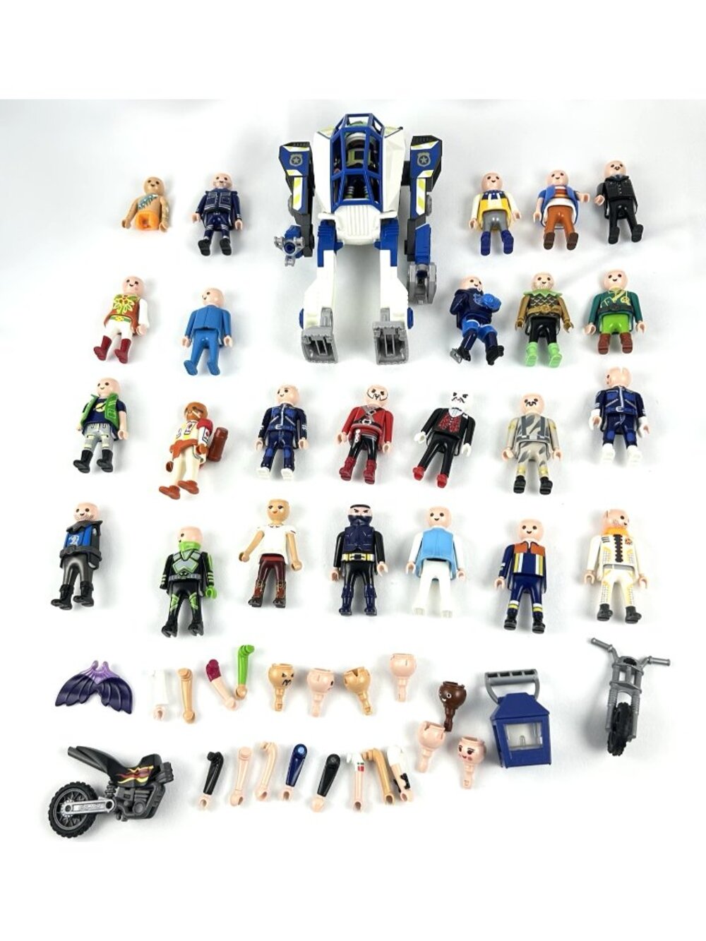 Playmobil Lot *Incomplete Figures* No Hair, Spare Parts Arms Heads Police Robot